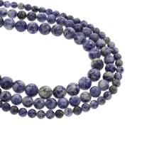 Blauer Fleck Perlen, blauer Punkt, rund, natürlich, verschiedene Größen vorhanden, Bohrung:ca. 1mm, Länge:ca. 15.5 ZollInch, verkauft von Strang