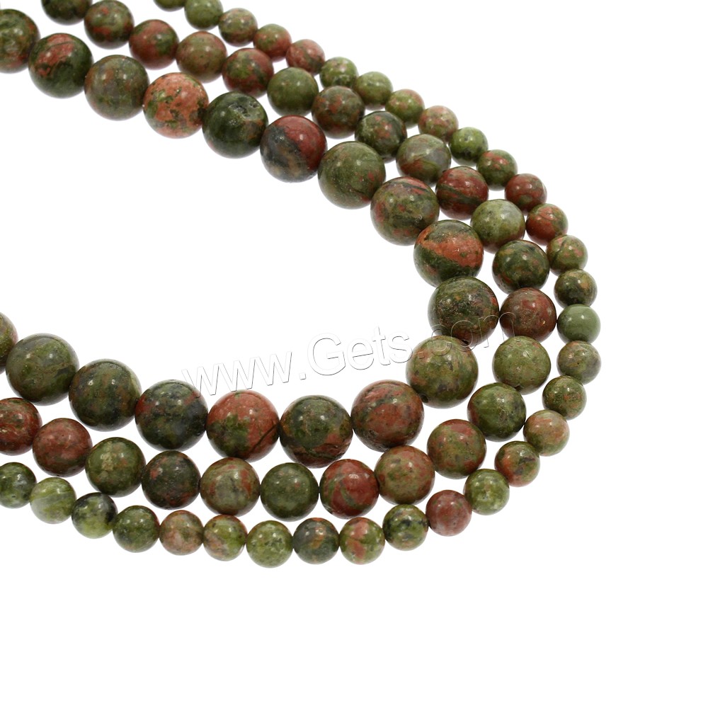 Unakite Beads, Round, natural, different size for choice, Hole:Approx 1mm, Length:Approx 15.5 Inch, Sold By Strand
