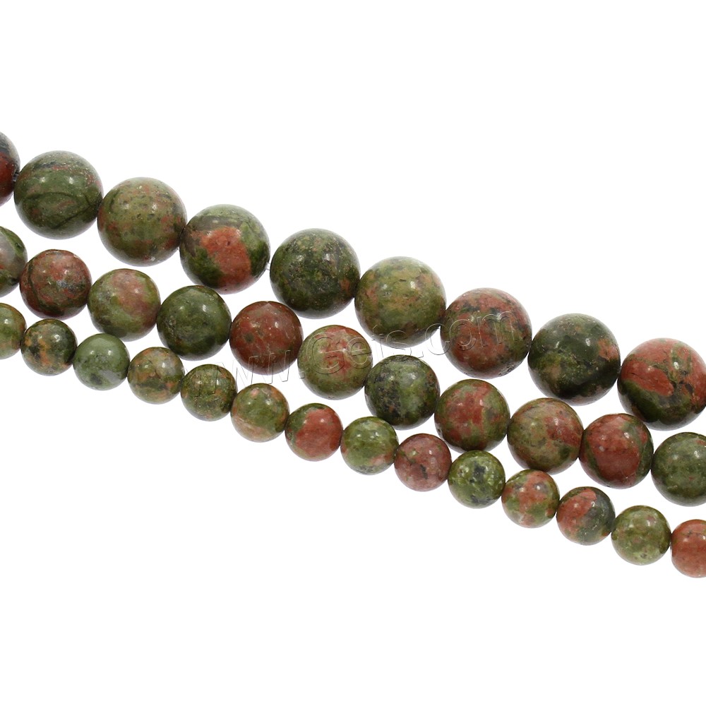 Unakit Perlen, Unakite, rund, natürlich, verschiedene Größen vorhanden, Bohrung:ca. 1mm, Länge:ca. 15.5 ZollInch, verkauft von Strang