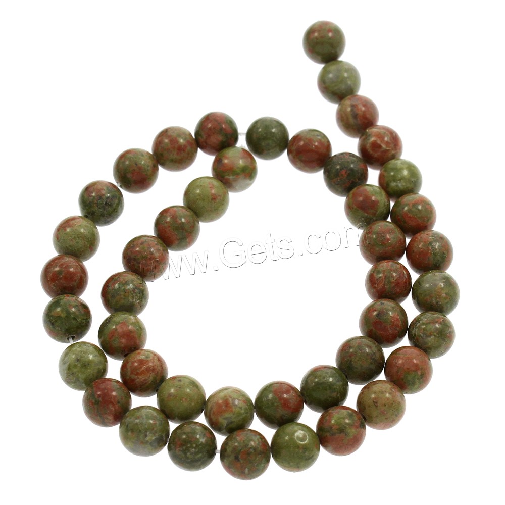 Unakit Perlen, Unakite, rund, natürlich, verschiedene Größen vorhanden, Bohrung:ca. 1mm, Länge:ca. 15.5 ZollInch, verkauft von Strang