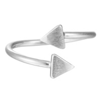Brass Cuff Finger Ring, Triangle, real silver plated, adjustable & for woman, lead & cadmium free, 5mm, US Ring .5-8 