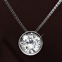 Cubic Zirconia Brass Pendants, Flat Round, real silver plated, with cubic zirconia, nickel, lead & cadmium free Approx 2-3mm 