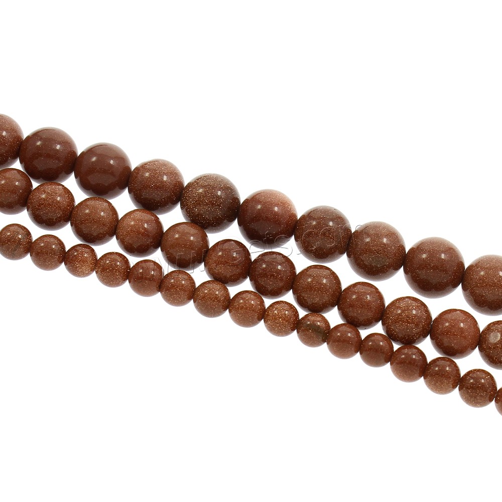 Goldstein Perlen, Goldsand, rund, natürlich, verschiedene Größen vorhanden, Bohrung:ca. 1mm, Länge:ca. 15.5 ZollInch, verkauft von Strang