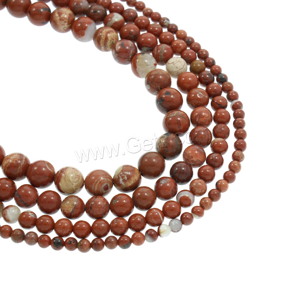 Red Jasper Bead, Round, natural, different size for choice, Hole:Approx 1mm, Length:Approx 15.5 Inch, Sold By Strand