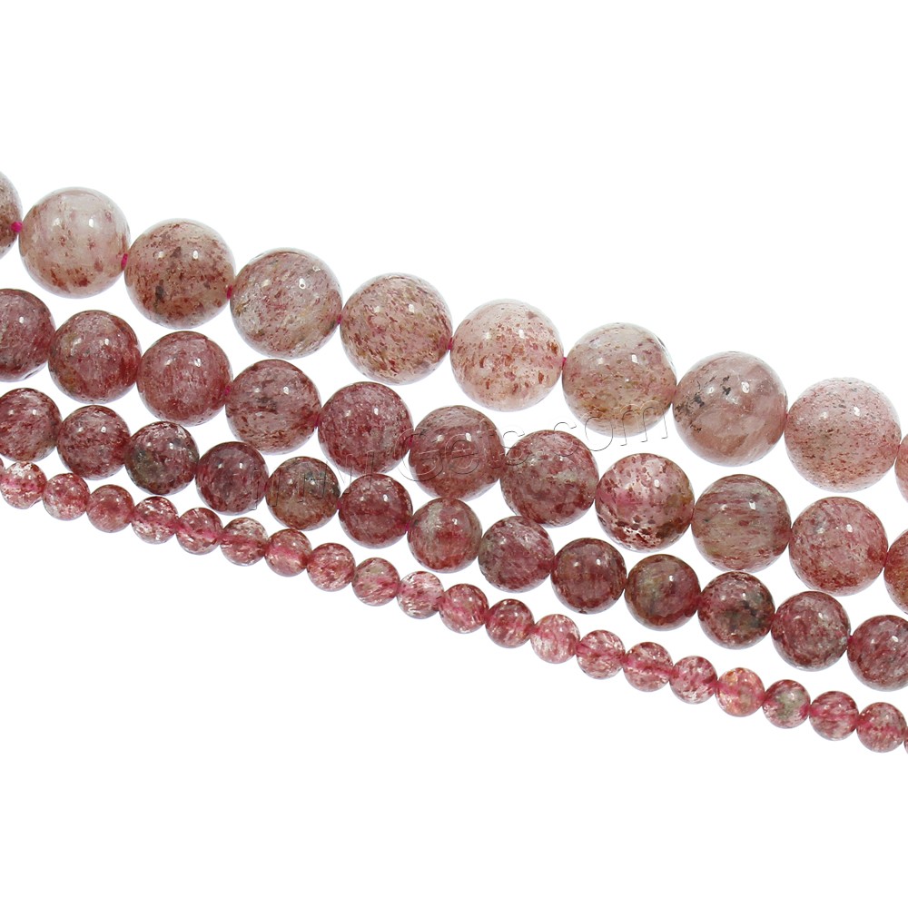 Strawberry Quartz Perle, rund, natürlich, verschiedene Größen vorhanden, Bohrung:ca. 1mm, Länge:ca. 15.5 ZollInch, verkauft von Strang