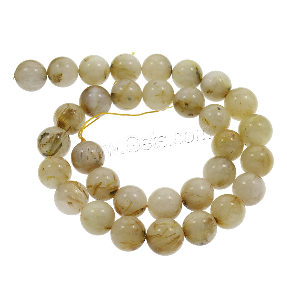 Rutilated Quartz Beads, Round, natural, different size for choice, Hole:Approx 1mm, Length:Approx 15.5 Inch, Sold By Strand
