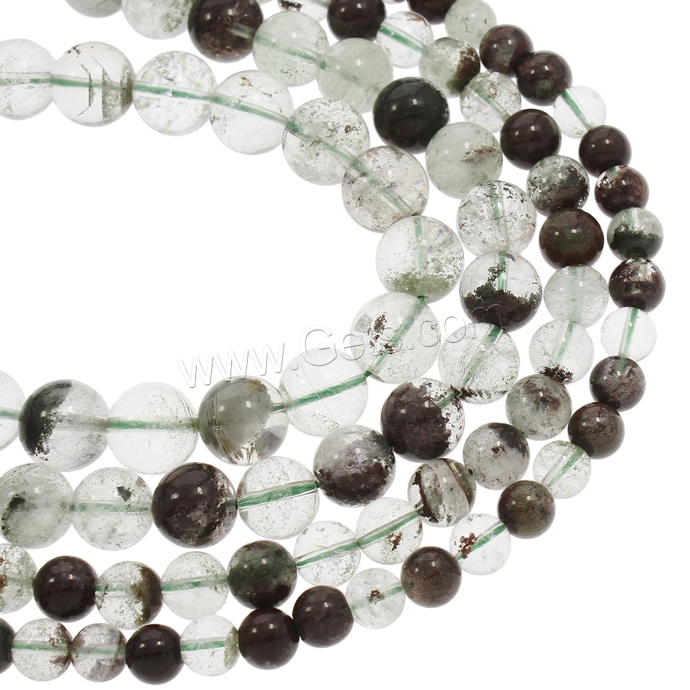 Green Phantom Quartz Beads, Round, natural, different size for choice, Hole:Approx 1mm, Length:Approx 15.5 Inch, Sold By Strand