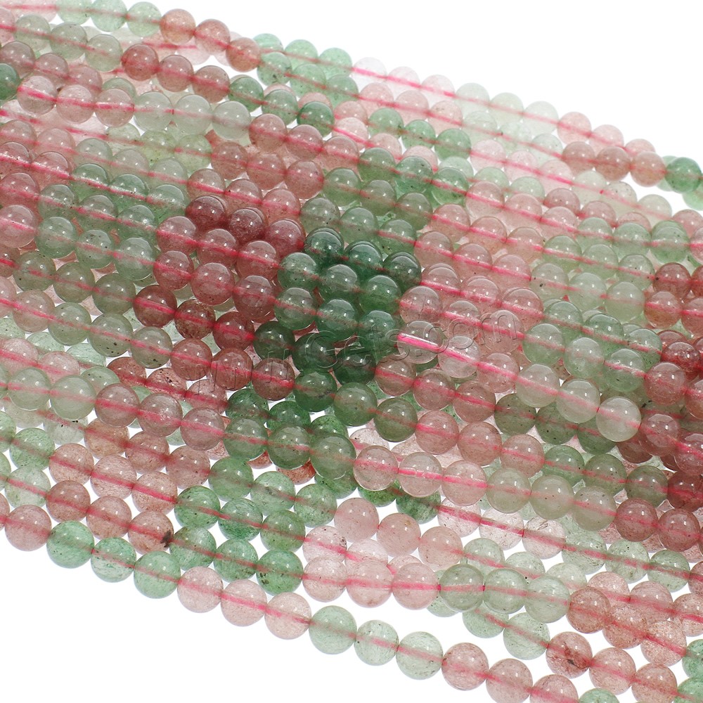 Strawberry Quartz Perle, rund, natürlich, verschiedene Größen vorhanden, gemischte Farben, Grad AAA, Bohrung:ca. 1mm, Länge:ca. 15.5 ZollInch, verkauft von Strang