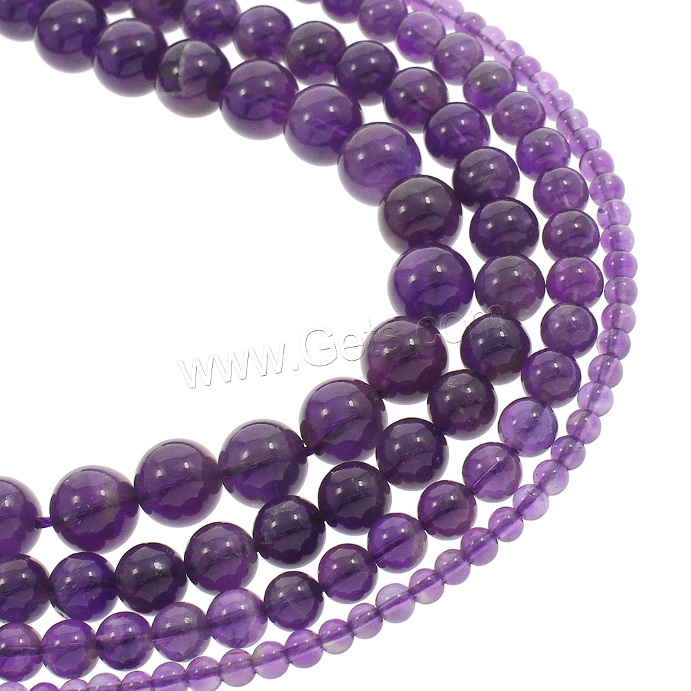 天然紫水晶のビーズ, アメジスト, ラウンド形, 2 月誕生石 & 異なるサイズの選択, グレードAAA, 穴:約 1mm, 長さ:約 15.5 インチ, 売り手 ストランド