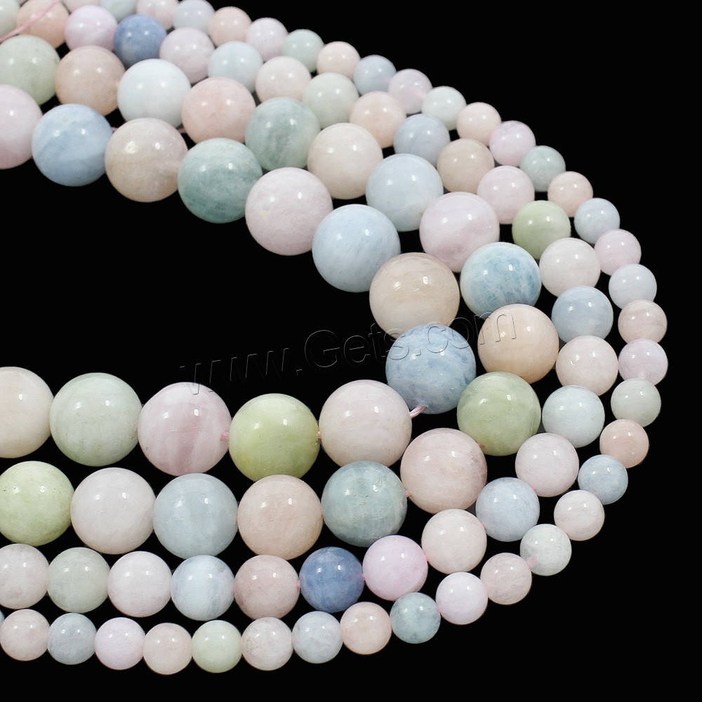 Morganit Perlen, rund, natürlich, verschiedene Größen vorhanden, Grad AAA, Bohrung:ca. 1mm, Länge:ca. 15.5 ZollInch, verkauft von Strang