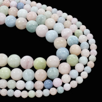 Perles de morganite, Rond, naturel, normes différentes pour le choix, grade AAA Environ 1mm Environ 15.5 pouce, Vendu par brin