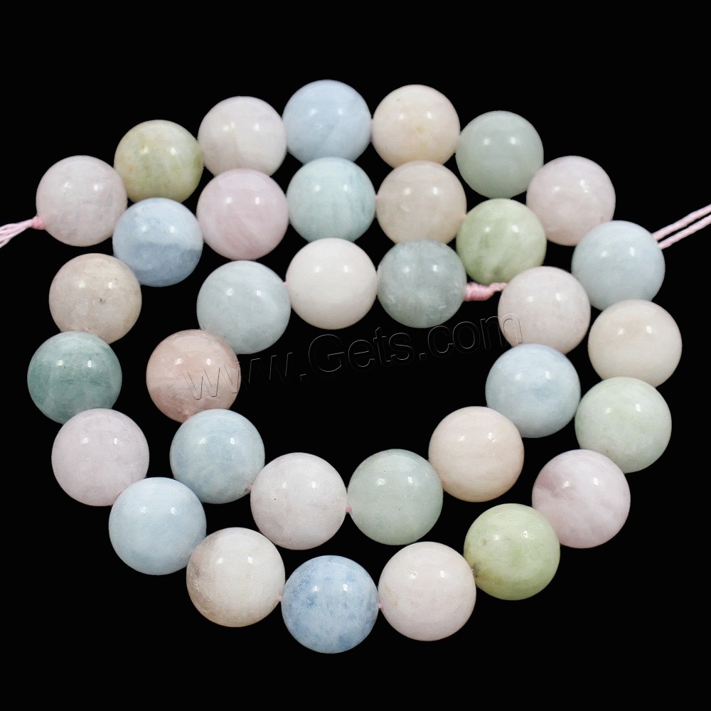 Morganit Perlen, rund, natürlich, verschiedene Größen vorhanden, Grad AAA, Bohrung:ca. 1mm, Länge:ca. 15.5 ZollInch, verkauft von Strang