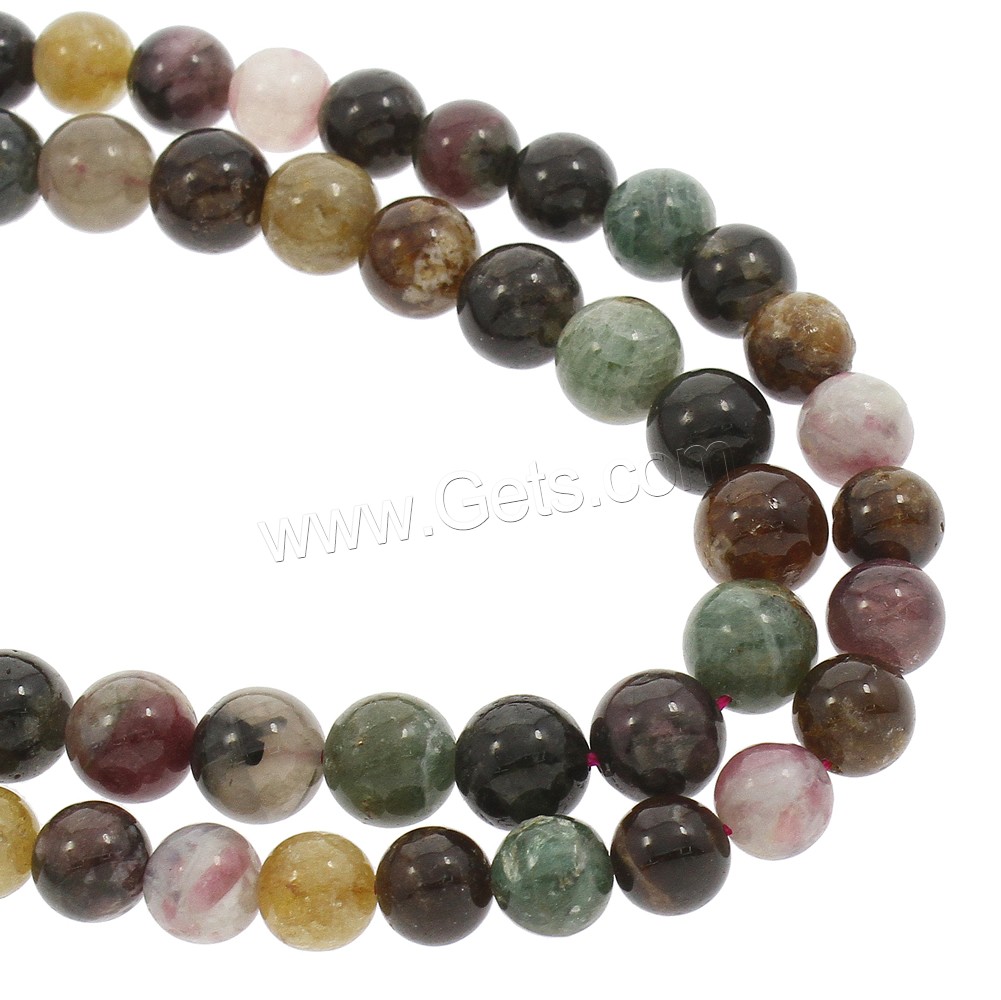 Natural Tourmaline Beads, Round, October Birthstone & different size for choice, Grade AAA, Hole:Approx 1mm, Length:Approx 15.5 Inch, Sold By Strand