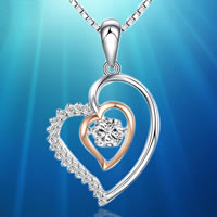 Cubic Zirconia Brass Pendants, Heart, plated, with cubic zirconia, nickel, lead & cadmium free Approx 2-3mm 