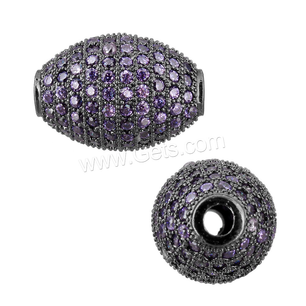Cubic Zirconia Micro Pave Brass Beads, Oval, plated, different size for choice & micro pave cubic zirconia, more colors for choice, Sold By PC