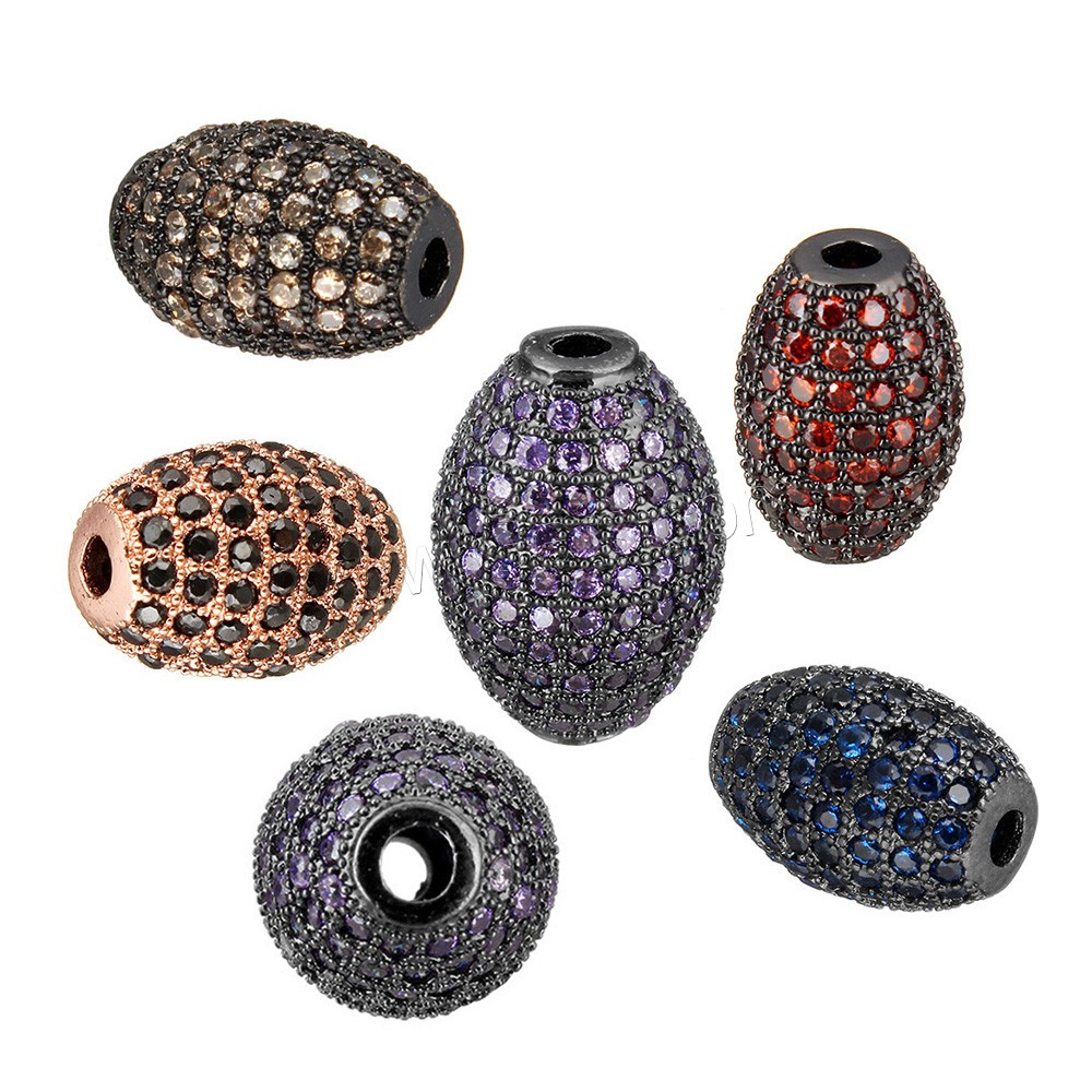 Perles zircon Micro Pave cubes, laiton, ovale, Placage, normes différentes pour le choix & pavé de micro zircon, plus de couleurs à choisir, Vendu par PC