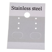 Plastic Earring Stud Display Board, Rectangle, with letter pattern & decal, white 