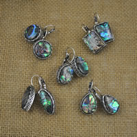 Abalone Shell Earring, Zinc Alloy, with Abalone Shell, brass earring lever back clip, platinum color plated & for woman & blacken 
