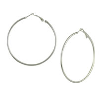 Zinc Alloy Hoop Earring, brass hoop earring, silver color plated, for woman, 2mm, Inner Approx 60mm 