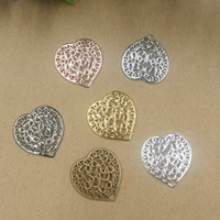 Brass Cabochon, Heart, plated nickel, lead & cadmium free 