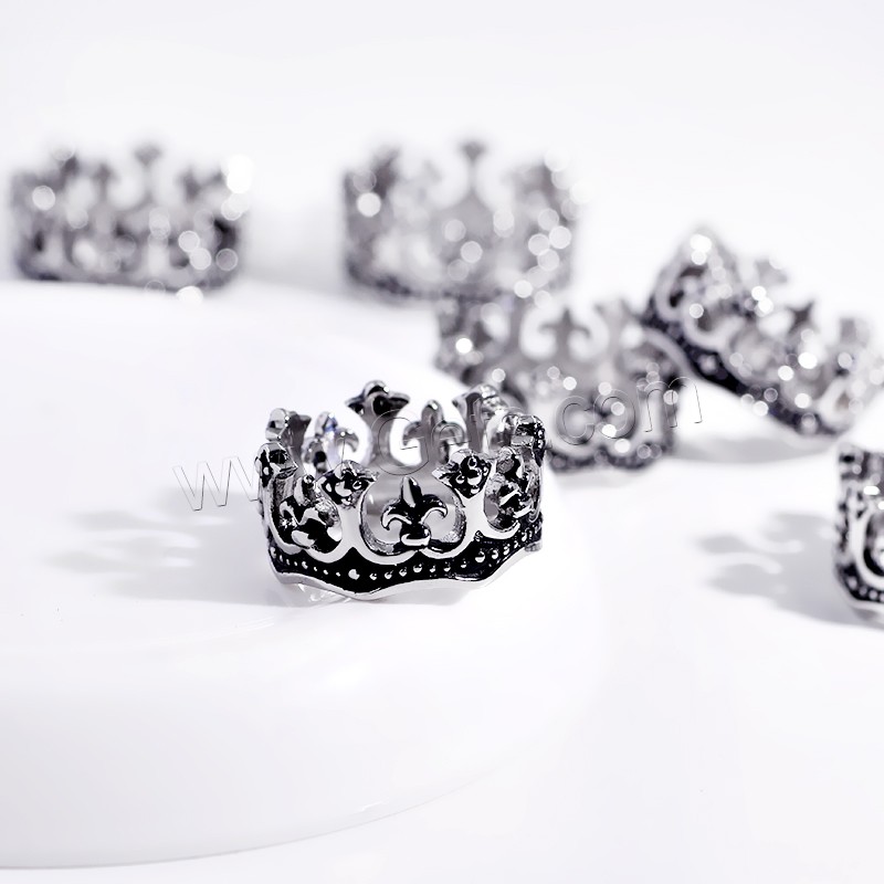 Stainless Steel Finger Ring, Crown, Unisex & different size for choice & blacken, Sold By PC