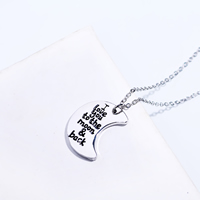 Enamel Zinc Alloy Necklace, with 1.96 lnch extender chain, Moon, platinum color plated, oval chain & with letter pattern & for woman, 24mm Approx 17.7 Inch 
