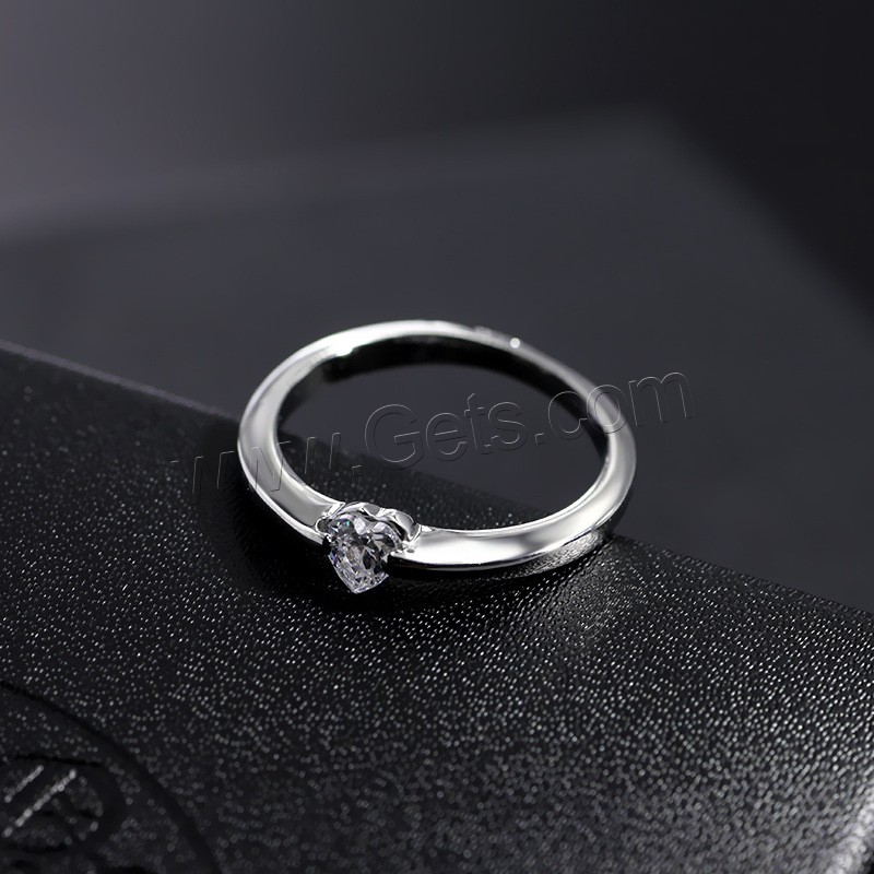Кубический цирконий палец кольцо, цинковый сплав, с кубический цирконий, Платиновое покрытие платиновым цвет, разный размер для выбора & Женский & эмаль, продается PC