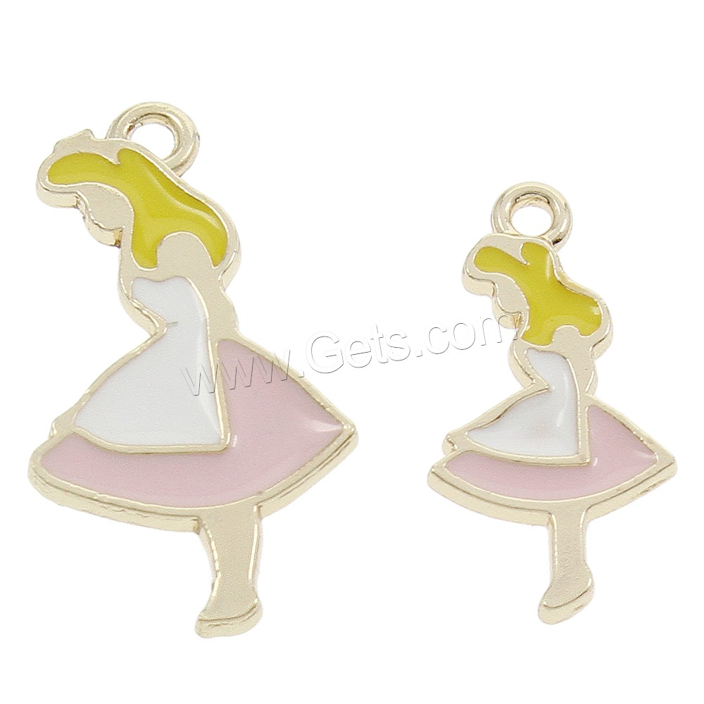 Character Shaped Zinc Alloy Pendants, Girl, plated, different size for choice & enamel, more colors for choice, lead & cadmium free, Hole:Approx 1.5, 1mm, Sold By PC