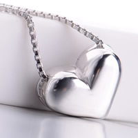 Sterling Silver Jewelry Necklace, 925 Sterling Silver, Heart, box chain & for woman Approx 18 Inch 