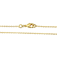 Латунь цепи ожерелье, плакированный настоящим золотом, Высокое качество и никогда не выцветает & Овальный цепь длина:Приблизительно 18 дюймовый, продается Strand