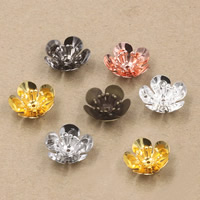 Messing Perlenkappe, Blume, plattiert, keine, frei von Nickel, Blei & Kadmium, 16x6mm, Bohrung:ca. 1.5mm, 50PCs/Tasche, verkauft von Tasche