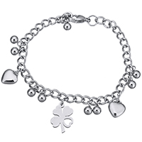 Stainless Steel Charm Bracelet, twist oval chain & for woman, original color  Approx 8.5 Inch 