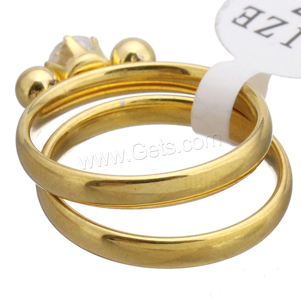 Edelstahl Ring Set, goldfarben plattiert, verschiedene Größen vorhanden & für Frau & mit Strass, 13x5.5mm, 3mm, verkauft von PC
