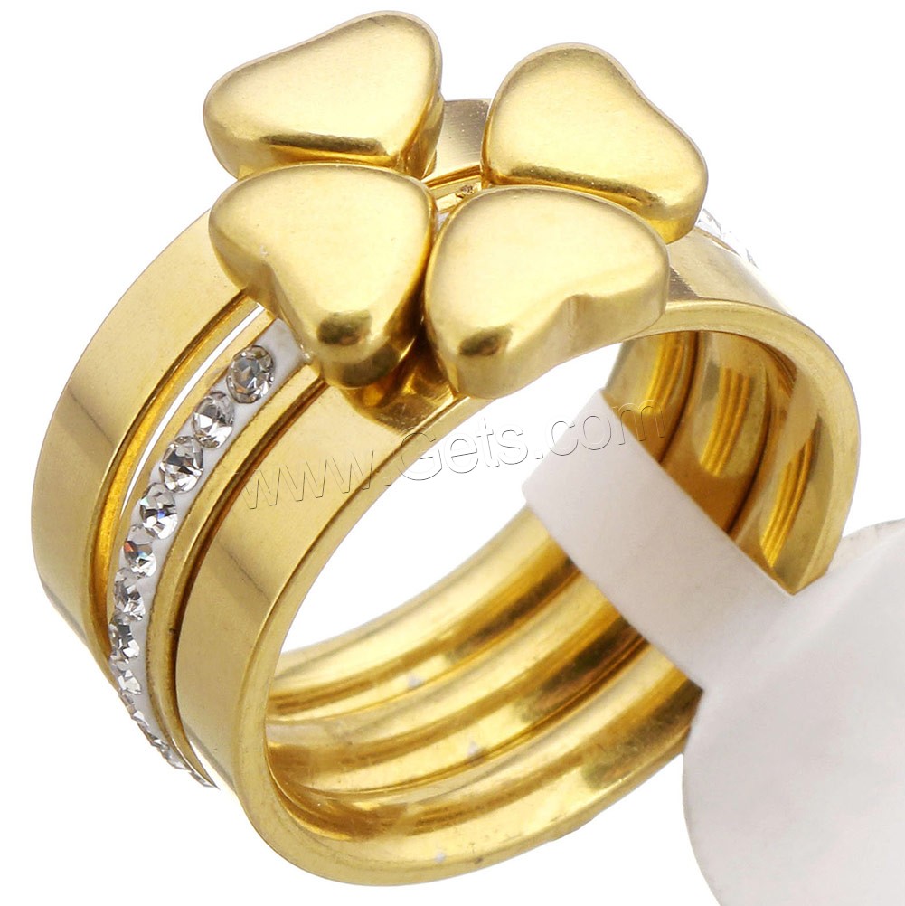 Edelstahl Ring Set, mit Ton, Herz, goldfarben plattiert, verschiedene Größen vorhanden & für Frau, 12mm, verkauft von PC