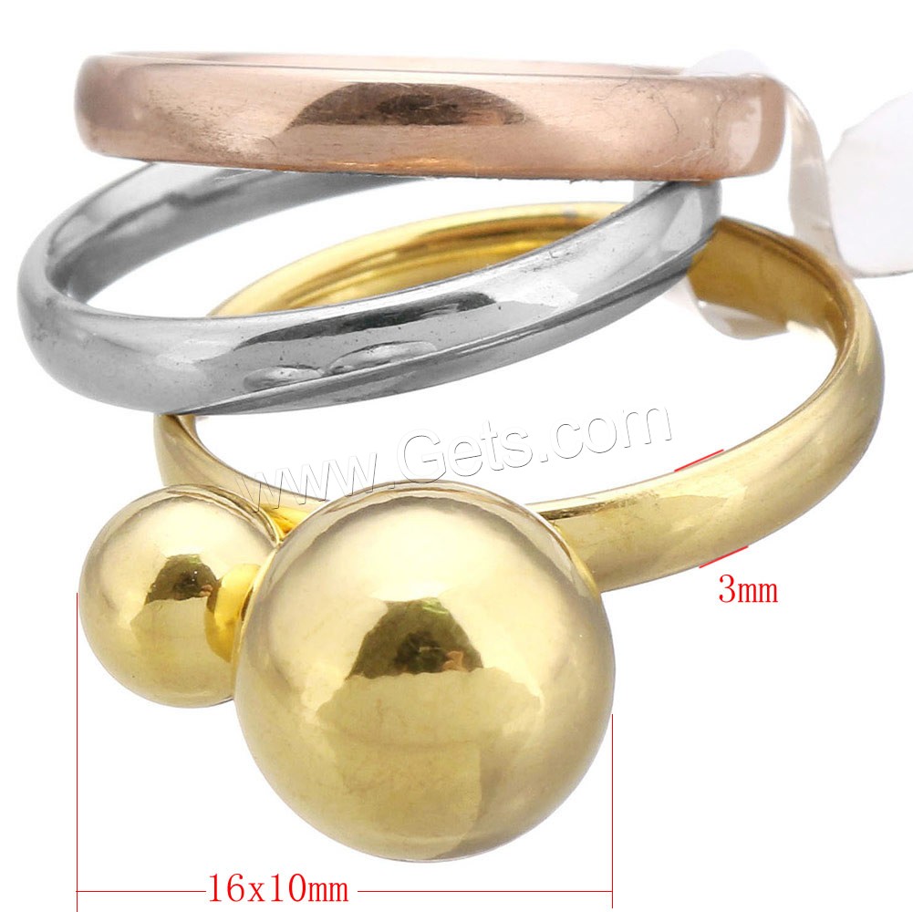 Stainless Steel Ring Set, plated, different size for choice & for woman, 16x10mm, 3mm, Sold By PC