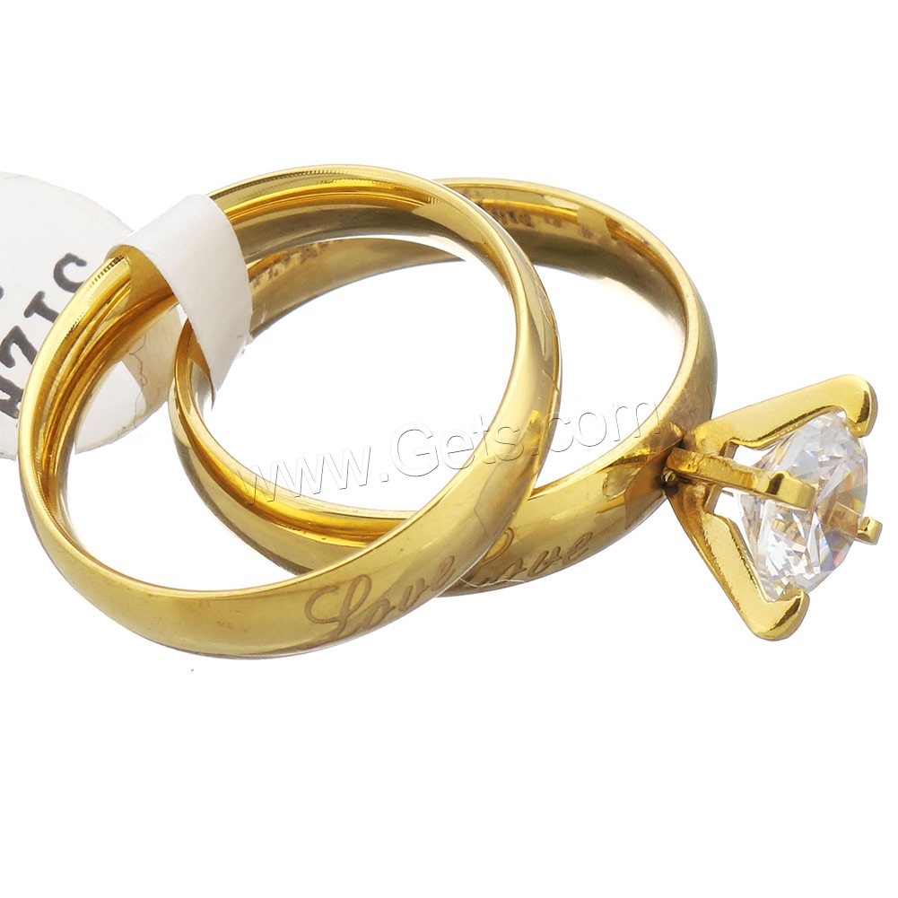Edelstahl Ring Set, Wort für immer Liebe, goldfarben plattiert, verschiedene Größen vorhanden & für Frau & mit Strass, 8mm, 4mm, verkauft von PC