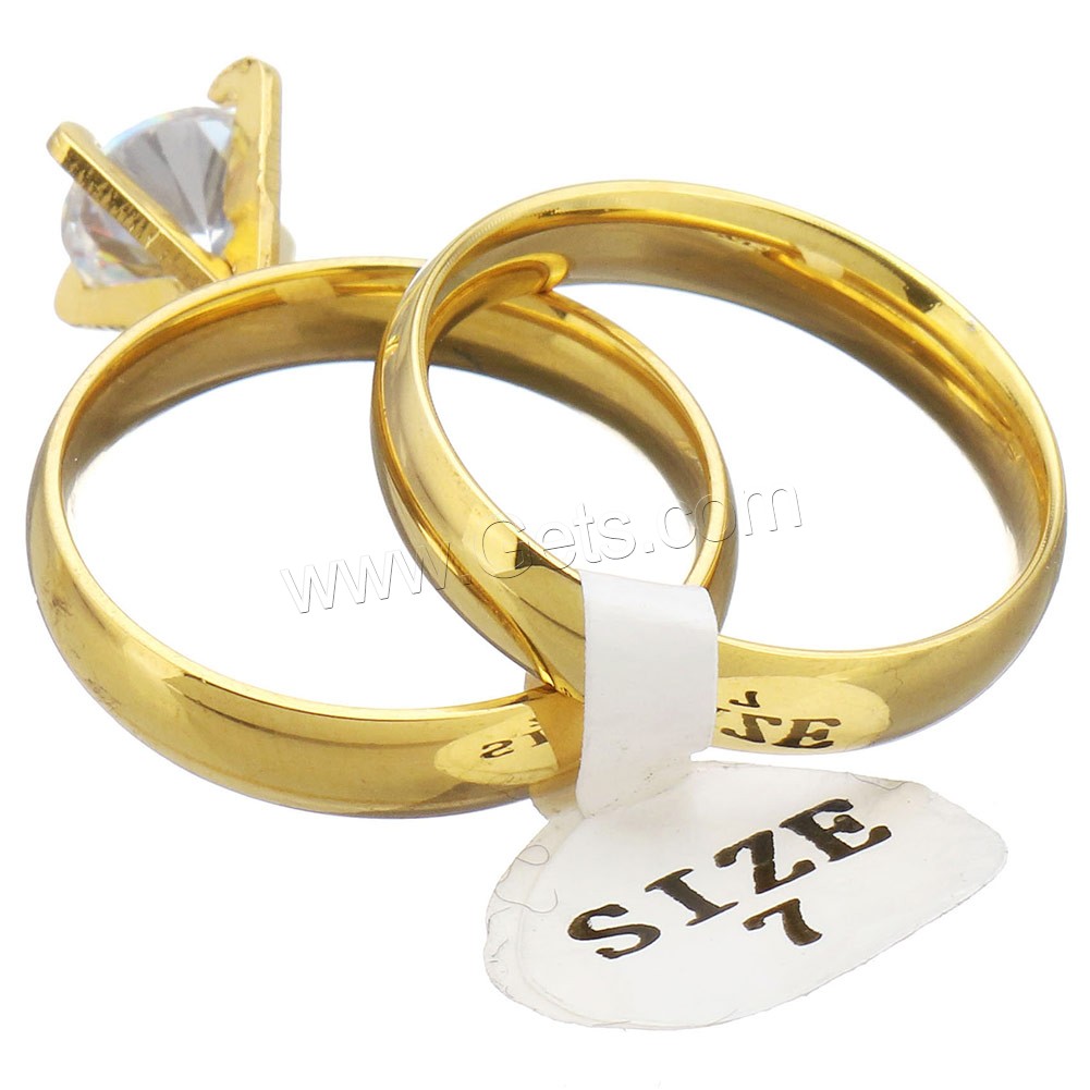 Stainless Steel Ring Set, word forever love, gold color plated, different size for choice & for woman & with rhinestone, 8mm, 4mm, Sold By PC