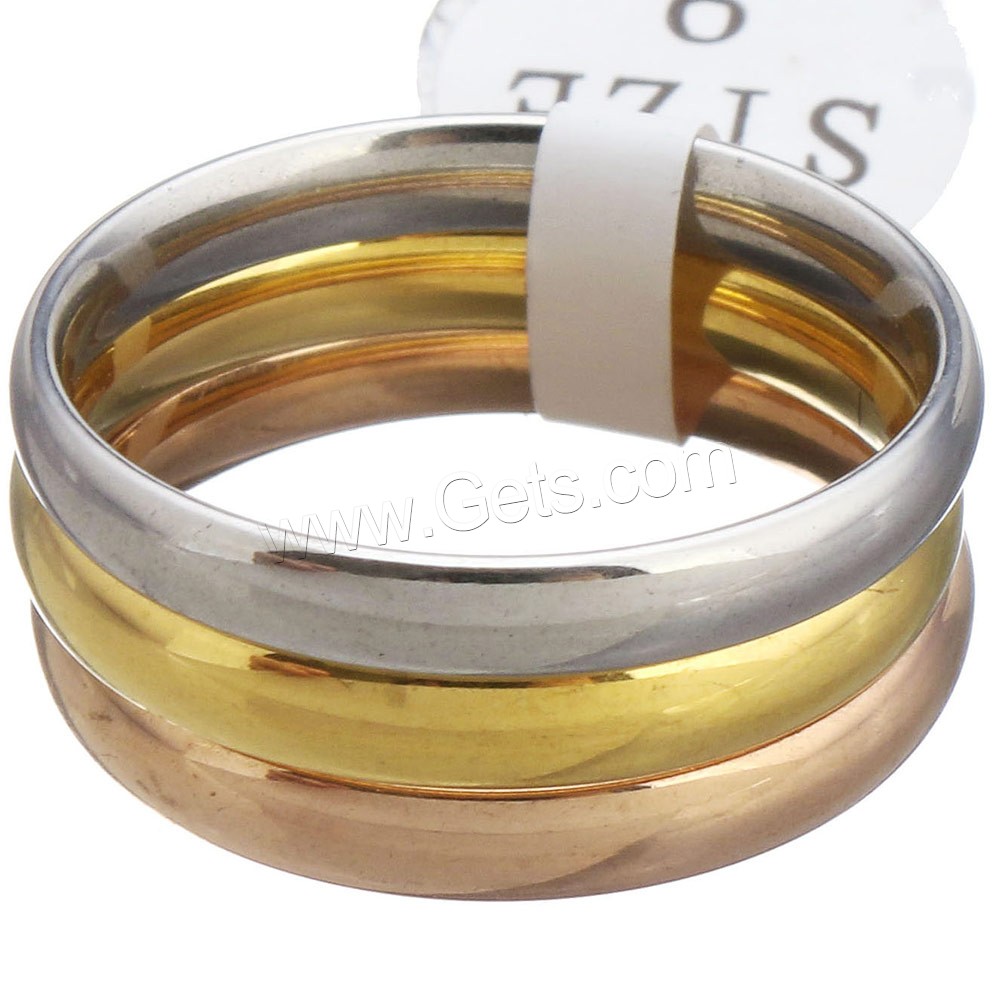 Stainless Steel Finger Ring, plated, different size for choice & for woman, 3mm, 3PCs/Set, Sold By Set