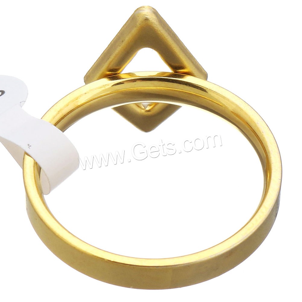 нержавеющая сталь Кольцо, с клей, Ромбическая форма, плакирован золотом, разный размер для выбора & Женский, 10x14mm, продается PC