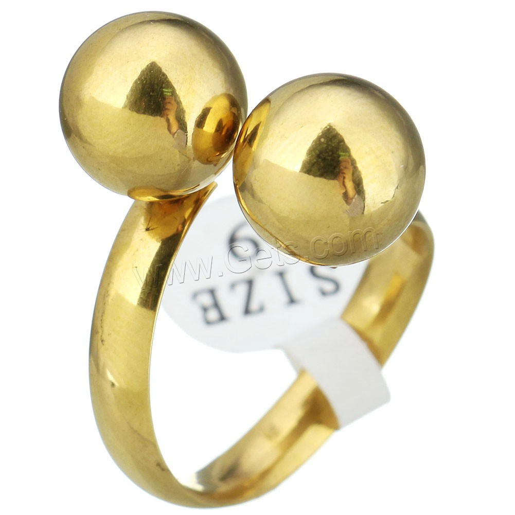 Stainless Steel Cuff Finger Ring, gold color plated, different size for choice & for woman, 19mm, Sold By PC
