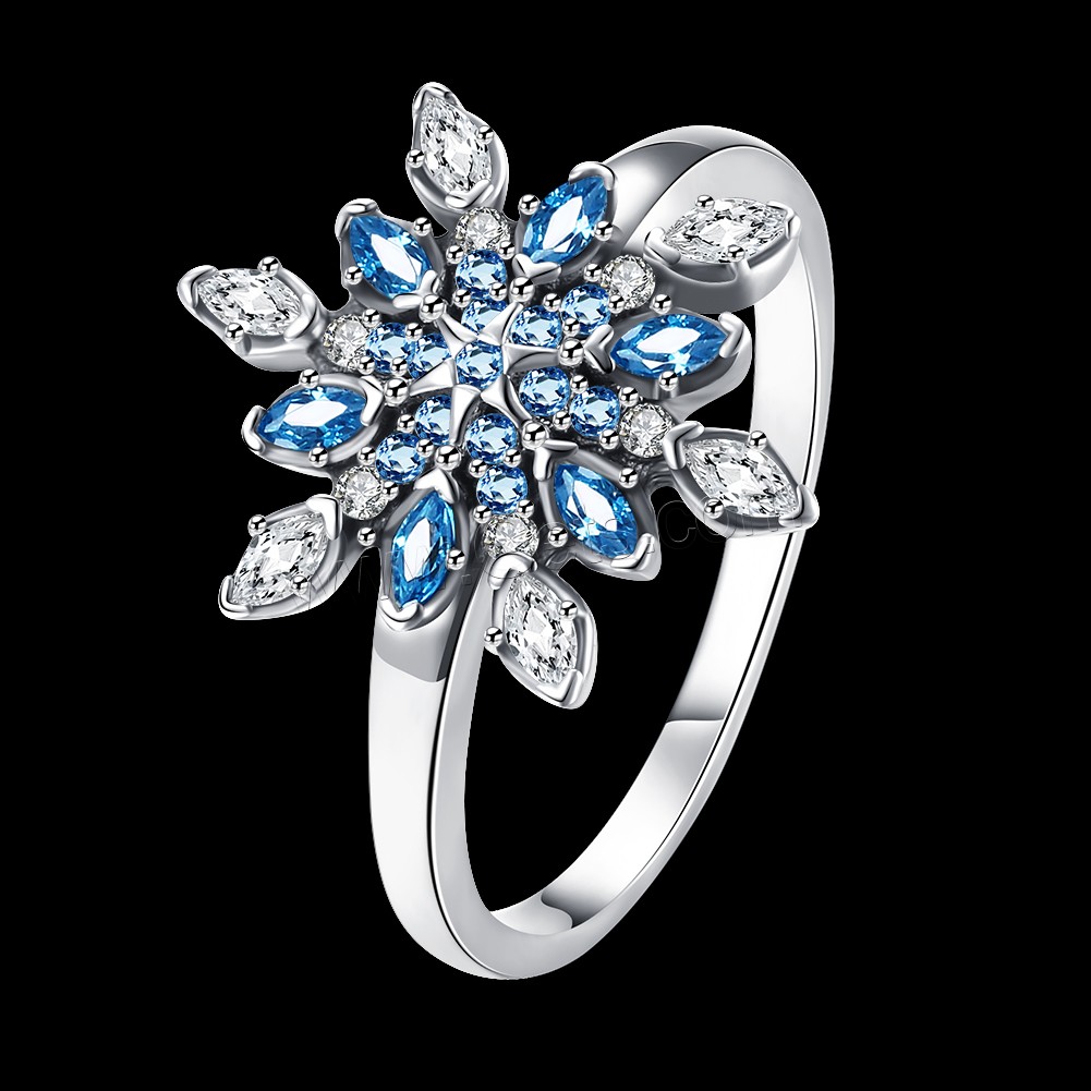 Favourer ® палец кольцо, Таиланд, Форма цветка, разный размер для выбора & Женский & с кубическим цирконием, 14x17mm, продается PC