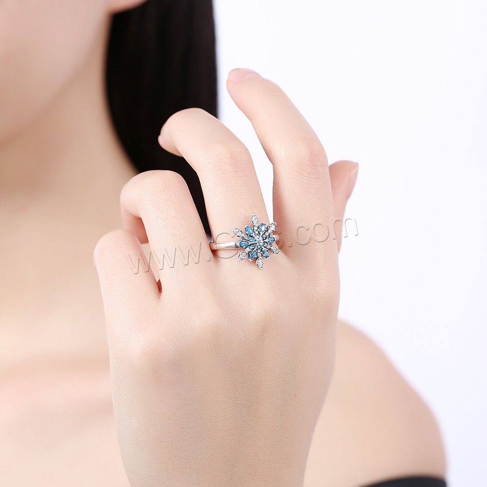 Favourer ® палец кольцо, Таиланд, Форма цветка, разный размер для выбора & Женский & с кубическим цирконием, 14x17mm, продается PC