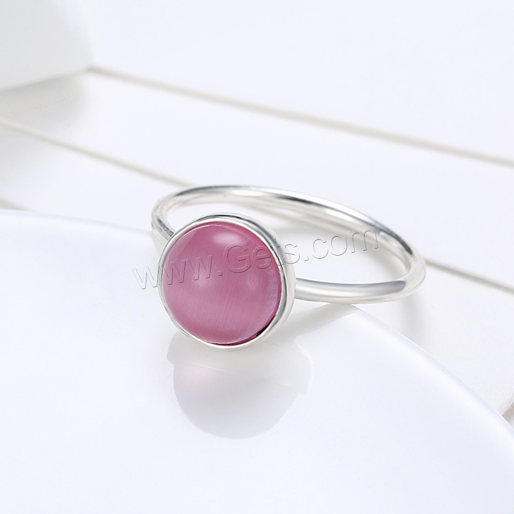 Favourer ® палец кольцо, Серебро 925 пробы, с кошачий глаз, Плоская круглая форма, разный размер для выбора & Женский, 10mm, продается PC