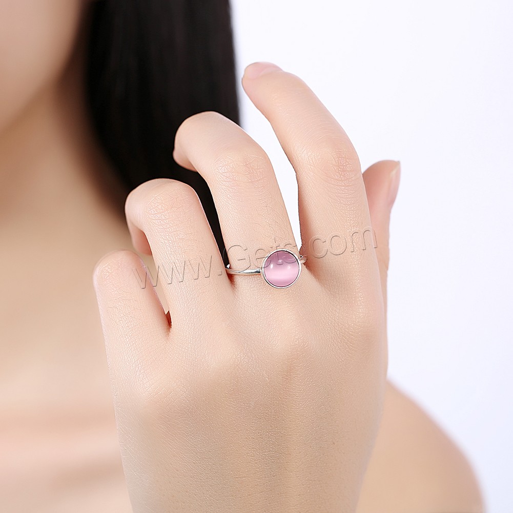 Favourer ® палец кольцо, Серебро 925 пробы, с кошачий глаз, Плоская круглая форма, разный размер для выбора & Женский, 10mm, продается PC