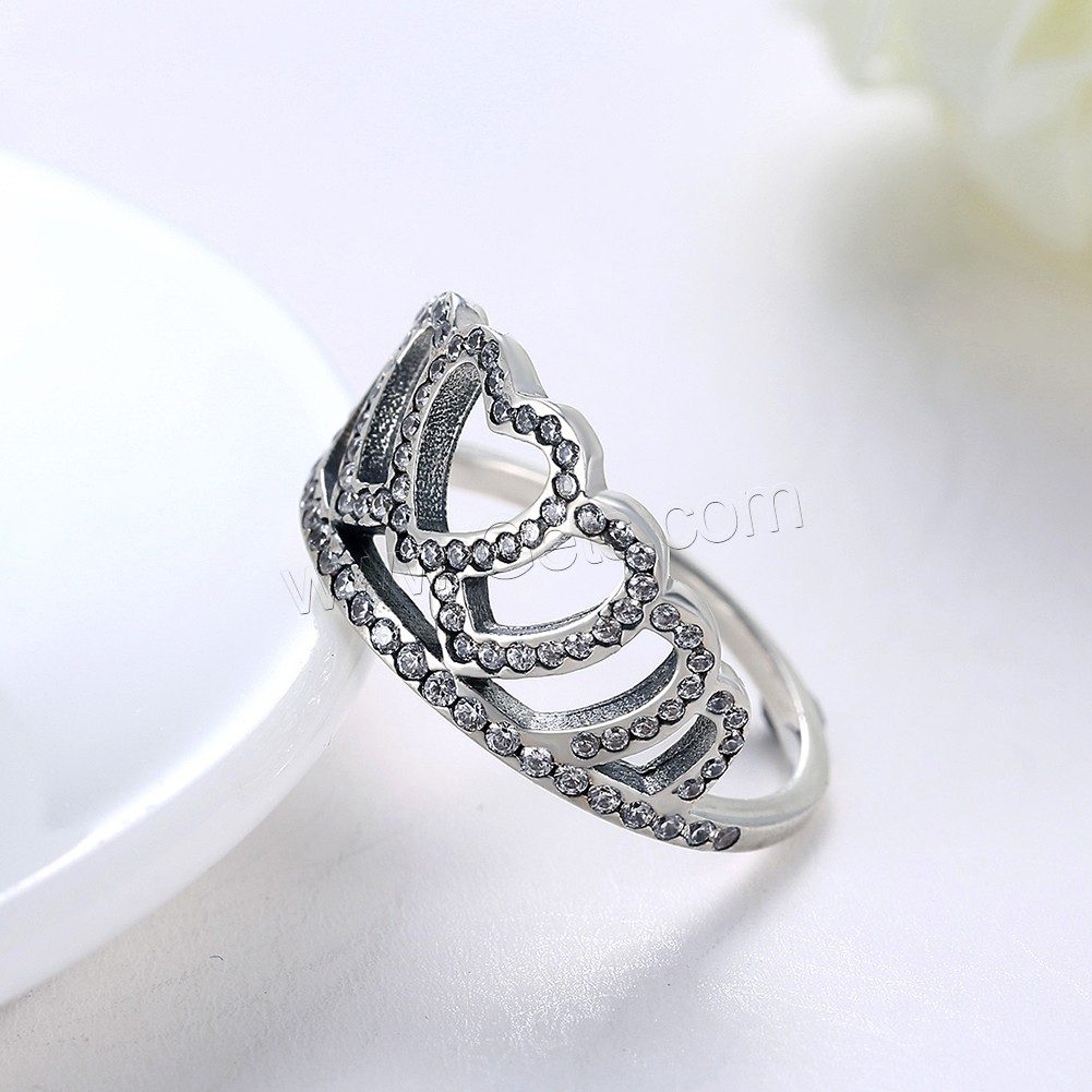 Thailand Sterling Silver, Crown, different size for choice & for woman & with cubic zirconia, 11x21mm, Sold By PC