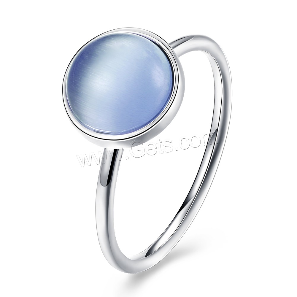 925 Sterling Silver, with Cats Eye, Flat Round, different size for choice & for woman, 10mm, Sold By PC