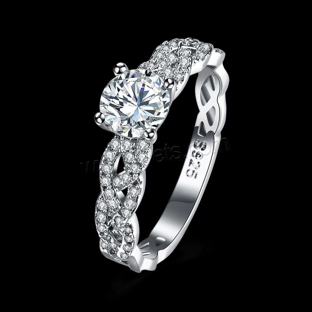 925 Sterling Silver, different size for choice & for woman & with cubic zirconia, 6.50mm, Sold By PC
