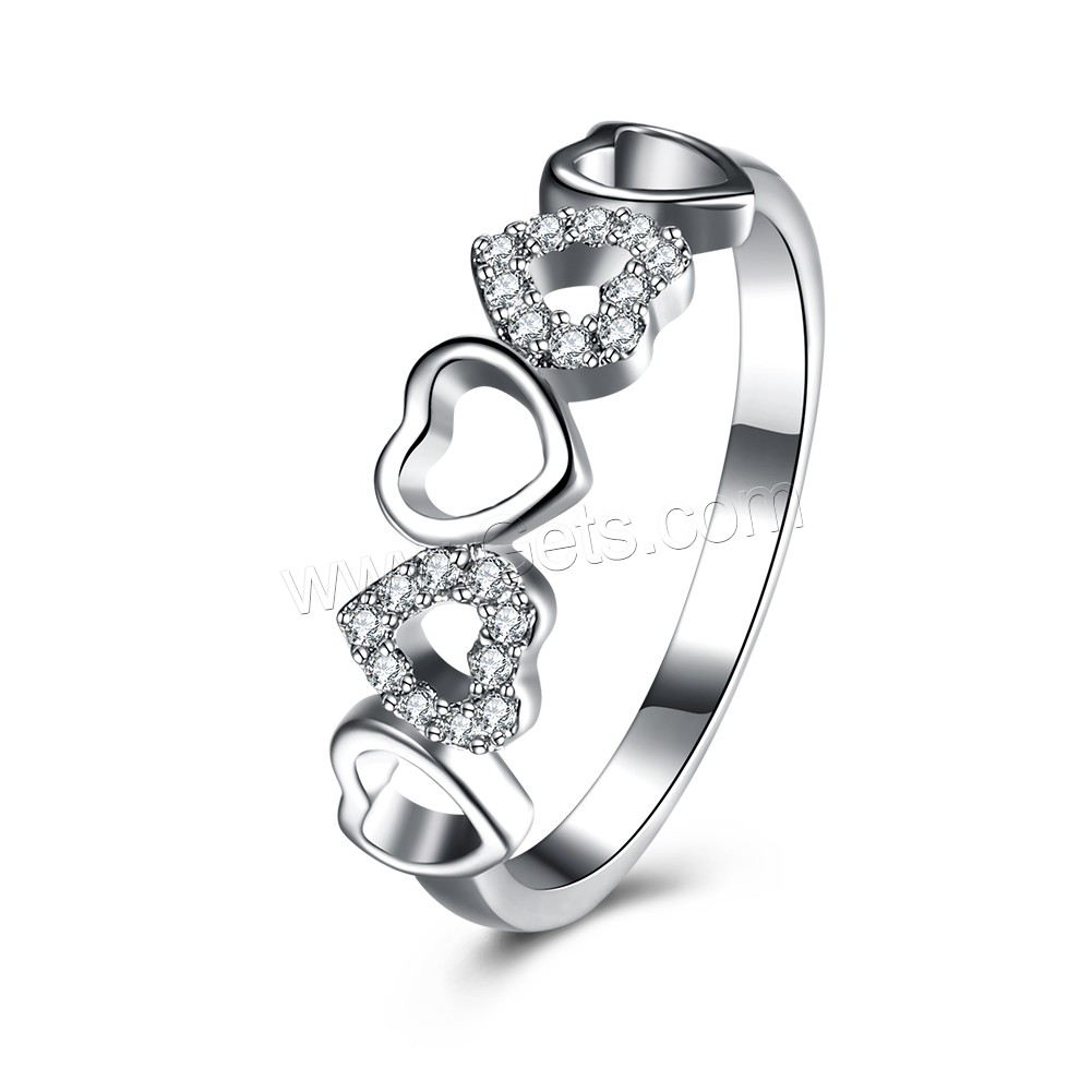 925 Sterling Silver, Heart, different size for choice & for woman & with cubic zirconia, 6mm, Sold By PC