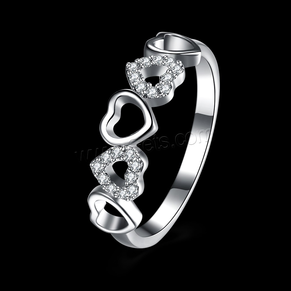 925 Sterling Silver, Heart, different size for choice & for woman & with cubic zirconia, 6mm, Sold By PC