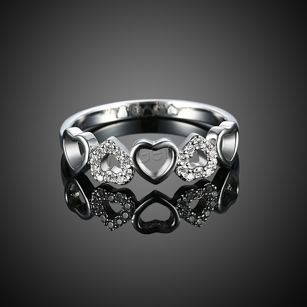 Favourer ® палец кольцо, Серебро 925 пробы, Сердце, разный размер для выбора & Женский & с кубическим цирконием, 6mm, продается PC